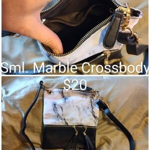 Marble Crossbody Bag - Black and White